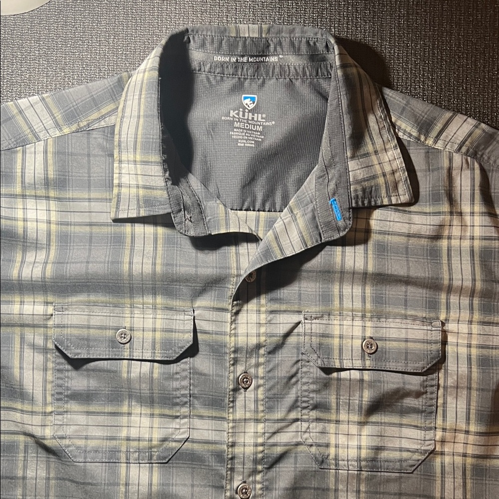 Kuhl Charcoal and Cream Plaid Shirt